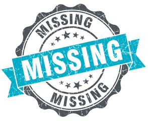 Obraz premium missing vintage turquoise seal isolated on white