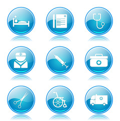 Hospital Health Blue Vector Button Icon Design Set