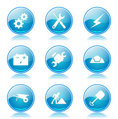 Construction Tools Blue Vector Button Icon Design Set