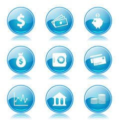 Financial Banking Blue Vector Button Icon Design Set