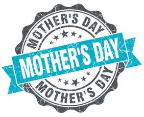 Fototapeta premium mother's day vintage turquoise seal isolated on white