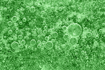 Bubbles trapped in the ice. green