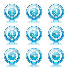 Warranty Guarantee Seal Blue Vector Button Icon Design Set