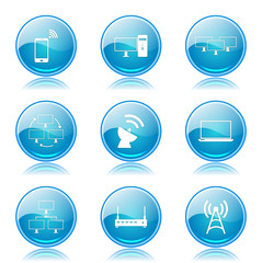 Telecom Communication Blue Vector Button Icon Design Set 2