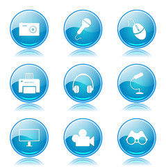 Electronic Equipment Blue Vector Button Icon Design Set