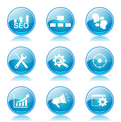 SEO Internet Sign Blue Vector Button Icon Design Set 5