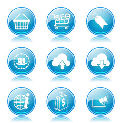 SEO Internet Sign Blue Vector Button Icon Design Set 7