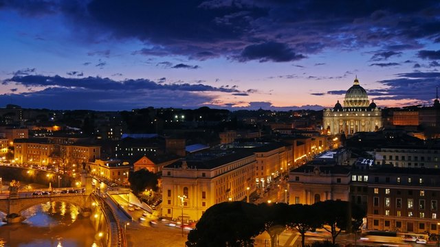 St. Peter's Basilica, Vatican. Rome, Italy. Time lapse