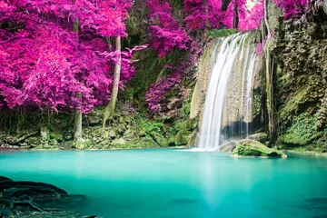 Foto op Plexiglas Beautiful waterfall in autumn forest © totojang1977