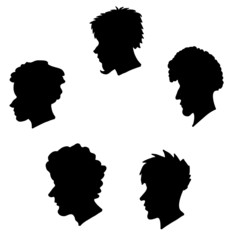 human heads silhouette set