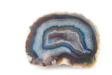 Section of a white and blue geode