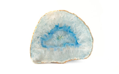 Section of a white and blue geode