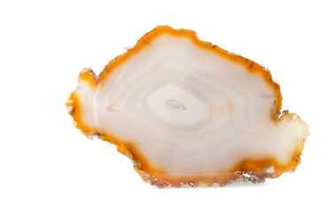 Section of a white and orange geode
