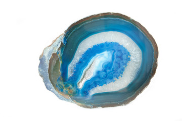 Section of a white and blue geode