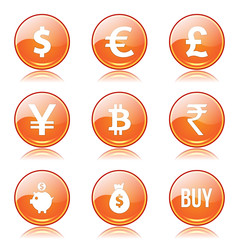 Currency Sign Orange Vector Button Icon Design Set