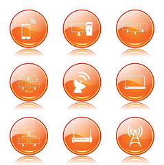 Telecom Communication Orange Vector Button Icon Design Set 2