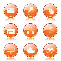 Electronic Equipment Orange Vector Button Icon Design Set