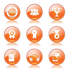 SEO Internet Sign Orange Vector Button Icon Design Set 9