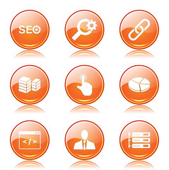 SEO Internet Sign Orange Vector Button Icon Design Set 11