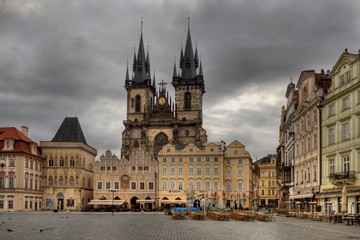 Fototapeta premium The Old Market Square and Church of Our Lady before Tyn in Pragu