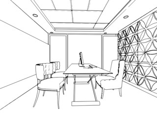 Fototapeta na wymiar outline sketch of a interior space