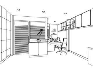 outline sketch of a interior space