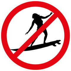 Vector illustration of a prohibition of surfing.