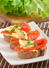 Appetizing sandwich with salmon