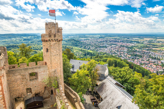 Schloss Auerbach Blick &uuml;ber die Hessische Bergstra&szlig;e