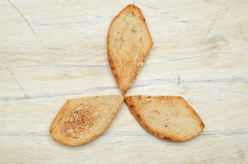 Three slices of toasted bread