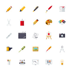 Art and design flat icon vector collection isolated