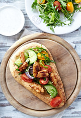 Chicken salad on a naan bread