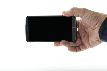 male hand with mobile phone