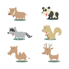 Wild animals, vector illustration set collection