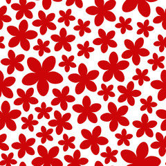 Seamless pattern with red flowers