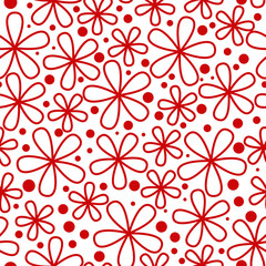 Seamless pattern with red flowers