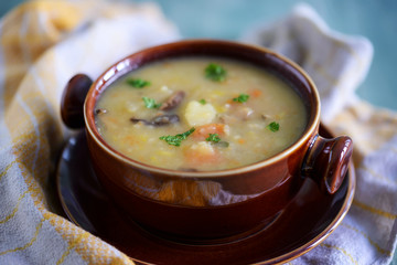 Kartoffel-Gemüse-Suppe mit Waldpilzen