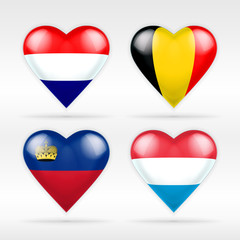 Netherlands, Belgium,  Lichtenstein and Luxembourg flag set