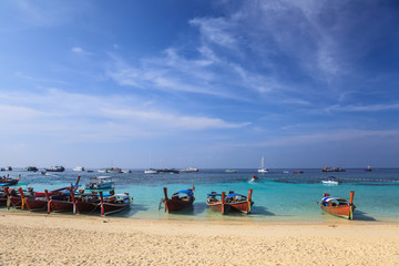 Longtail boat and beautiful beach of Koh Lipe island, Thailand
