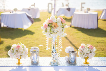wedding set up on beach