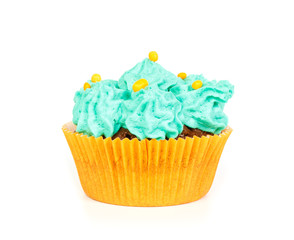Cupcake with blue cream frosting