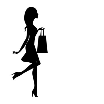 Silhouette of a girl with a shopping bag
