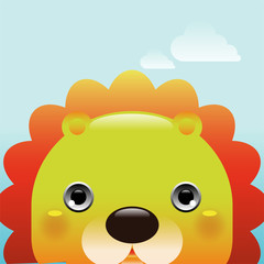 Cute lion head greeting card