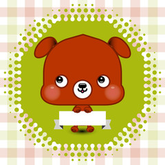 Cartoon cute dog holding a banner
