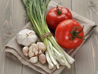 fresh organic vegetables for salad or bruschetta