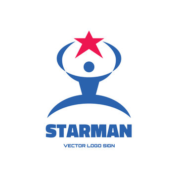 Starman - vector logo. Human with star illustration.