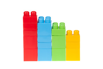 diagram of color plastic bricks, isolated on white