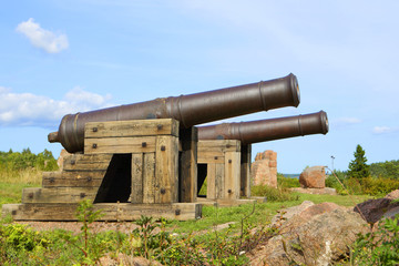 Fototapeta na wymiar Cannons in Aland Islands.
