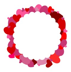 The shape of a flower with hearts in the background