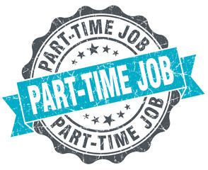 Obraz premium part-time job vintage turquoise seal isolated on white